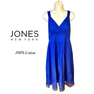 Jones New York Royal Blue 100% Cotton Dress Size 14